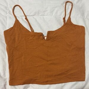 Heart Hips Rust Brown V-Notch Cropped Cami